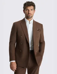 Slim Fit Flannel Stretch Suit Jacket Brown male