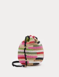 Straw Multicolour Striped Bucket Bag Natural Mix female