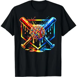 Sprinkle Baseball Graphic Tee Colorful Candy Drip Sport Lover Short Sleeve Crewneck T-Shirt
