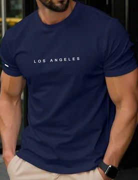 Camiseta De Hombre Con Cuello Redondo Y Estampado De Letras - Shein - FashionsVida