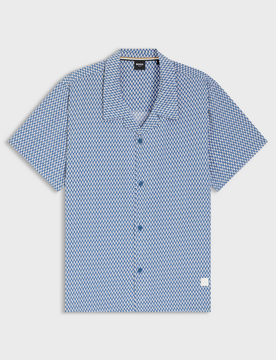 Camicia con stampa uomo celeste