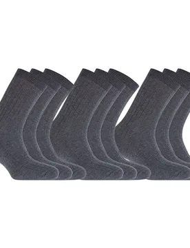 Pack de 6 pares de calcetines en algodón de hombre Basix cortos en canalé en color gris - Punto Blanco - FashionsVida