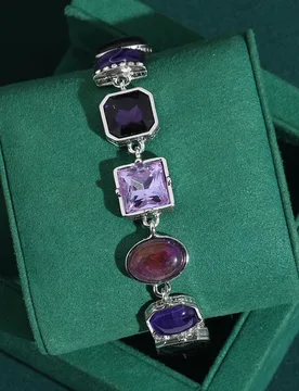 Vintage Purple Crystal Bracelets Natural Stone Silver Color Square Luxury Brands Woman Jewelry High Quality Accessories 2026 - Aliexpress - FashionsVida