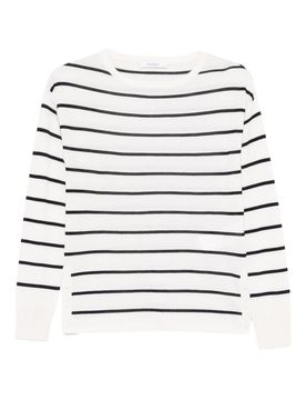 Cashmere-Silk Crewneck Sweater with Ribbed Hems