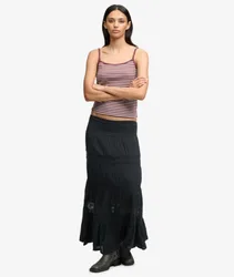 Superdry Damen Ibiza Maxirock Black - Größe: 40