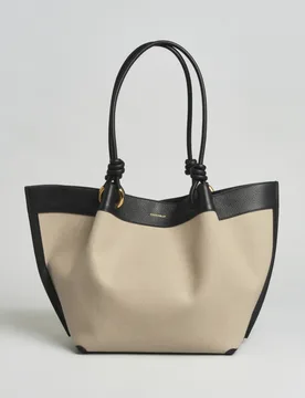 Borsa shopper grande Finn in canvas con inserti e manici neri in pelle - Coccinelle - FashionsVida