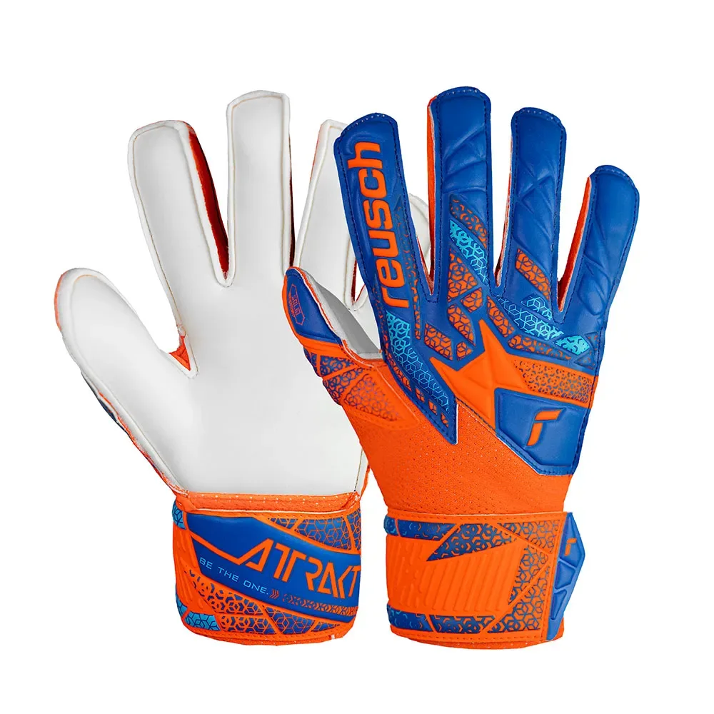 Gants De Gardien De But Junior Attrakt Solid Finger Support Shocking Orange / Blue 5 unisex - Reusch - FashionsVida