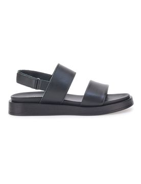 Sandali neri in pelle con doppia fascia e chiusura in velcro 28066IN 37