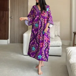 Camisón suelto con cuello en V y estampado floral para mujer, invierno, pijama tipo Moo Moo