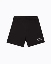 Bermuda nero EA7 in felpa di puro cotone
