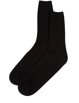 Mens 'Dalton' Black Large Cashmere And Merino Wool Ribbed Socks - Size Uk 11-12.5 - Pure Luxuries - FashionsVida