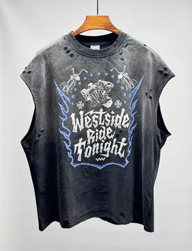 West Coast Choppers - Sleeveless Washed Vintage High Street Print Loose Fit on the West Coast Motorcycle - Aliexpress - FashionsVida