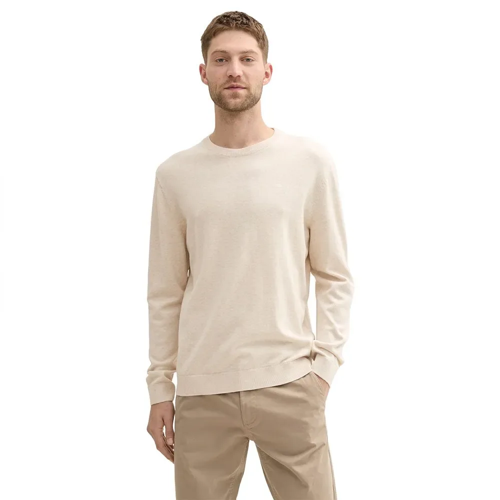 Maglione 1039810 Basic Knit Sand White Melange XL - Tom tailor - FashionsVida