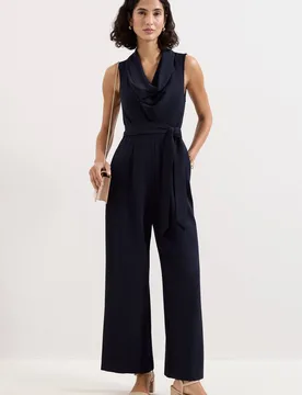 Women's Emry Cowl Neck Jumpsuit in Dark Navy Size: 16 - Dark Navy - Size: 16 - Phase Eight - FashionsVida