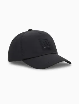 Berretto Exchange nero in nylon con patch logo frontale - Armani - FashionsVida