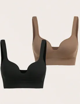 Piezas Sujetador Deportivo De Punto Acanalado Sólido Push Up - Shein - FashionsVida