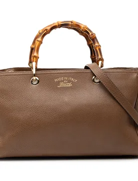 Medium Calfskin Bamboo Shopper Satchel - Gucci - FashionsVida