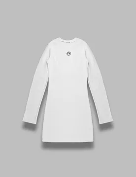Moon logo ribbed jersey ls mini dress - Marine Serre - FashionsVida
