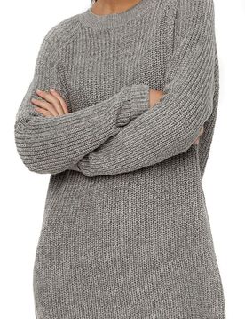 Kurzes Kleid - NMSiesta O-Neck Knit Dress - XS bis L - für Damen - Größe M - grau meliert - Frauen - female