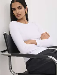 Jersey Crew Neck Top Soft White female