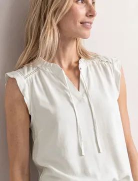 Top mit Strukturmix und Crochet-Details female Weiß - Street One - FashionsVida