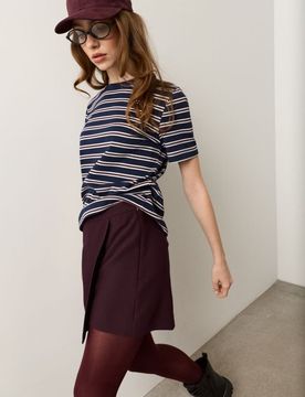 Gonna pantalone tinta unita con misto viscosa - maroon