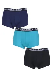 Pack Black / Navy Mix BOSS Plain Cotton Stretch Trunks Men's Extra Large - - Multi Coloured - Size: Extra Large