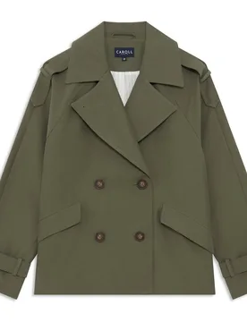 Gabardina de mujer estilo corto con bolsillos - Caroll - FashionsVida