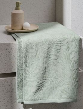 Asciugamano da bagno in cotone con motivo vegetale - verde pallido