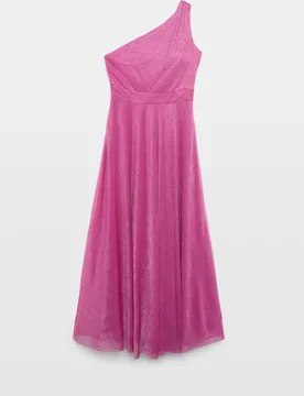 Vestido de mujer largo de punto lúrex asimétrico - Woman Fiesta El Corte Inglés - FashionsVida