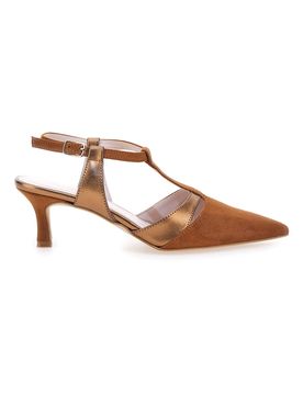 Décolleté slingback marrone con cinturino Made in Italy 4003 41