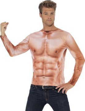 RUBIES NL Muskelshirt Sixpack beige