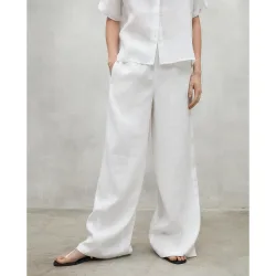 Pantalón ancho de mujre de lino con bolsillos