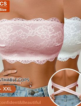 Piezas Diseño invisible sin tirantes Sujetadores de encaje para mujer, con estampado de jacquard floral, adecuado para boda, playa, casual, cómodo,