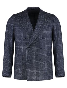 Prince of Wales Wool Jacket with Lapel Collar