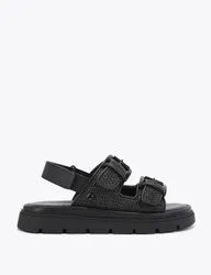 Woven Buckle Flatform Slingback Sandals Black female