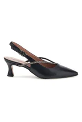 Slingback nere con cinturino gioiello e tacco 150 36