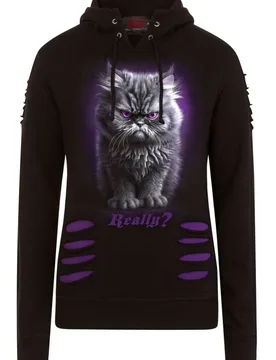 Kapuzenpullover - Anger Management - S bis XL - für Damen - Größe M - schwarz/lila - Frauen - female - Spiral - FashionsVida