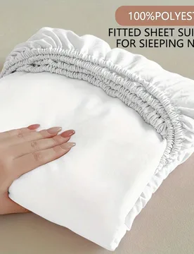 HONEYMOON 1 pieza Sábana ajustada de unicolor, tela 100% poliéster, tacto ligero como una nube, funda de colchón, bordes elásticos, se ajusta a co - Shein - FashionsVida