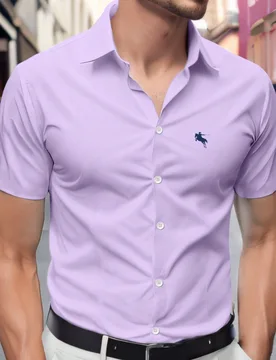 Camisa formal occidental de manga corta con bordado de unicolor para hombres, simple y práctica, de uso múltiple, para ceremonias - Shein - FashionsVida
