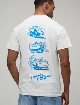 Herren Übergroßes Disney Cars Lizenz-Druck Oberteil White Größe 2XL - boohooMAN - FashionsVida