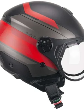 Casco moto Jet 167K FLO CITY Nero Rosso opaco sagomata taglia S - Cgm - FashionsVida
