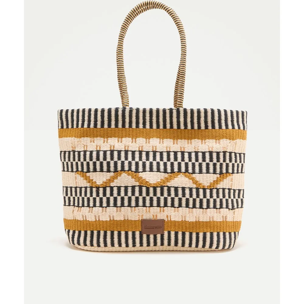 Bolso shopper maxi multicolor efecto rafia - Tintoretto - FashionsVida