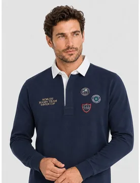 Polo de hombre corte classic de manga larga multiestampado - Valecuatro - FashionsVida