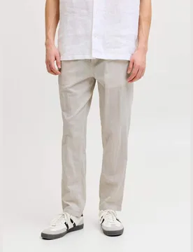 Regular Fit Cotton Linen Blend Joggers Beige male - Jack & jones - FashionsVida