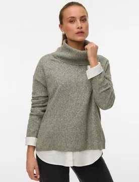 Jersey de punto de mujer cuello vuelto con manga larga - Vero Moda - FashionsVida