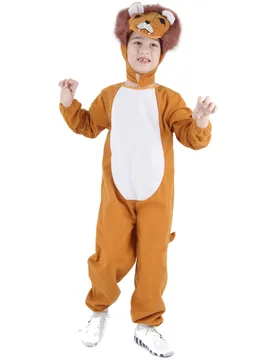 Löwenkostüm für Kinder orange-braun-weiss - KARNEVAL-MEGASTORE - FashionsVida