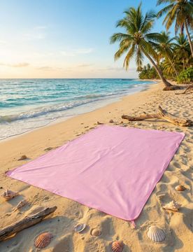 Coperta da spiaggia in rete con fissaggio - rosa pastello