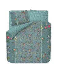 Perkal Bettwäsche Petites Fleurs 2x 70x90cm / 200x200cm Blau petrol baby