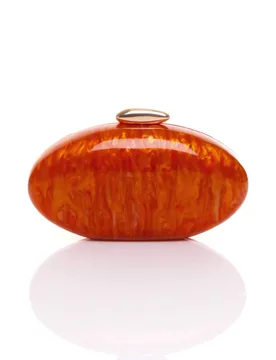 Evening Acrylic Wedding Bridal Prom Party Clutch Marble Effect Bag - Orange - Size: One Size - Ajvani - FashionsVida